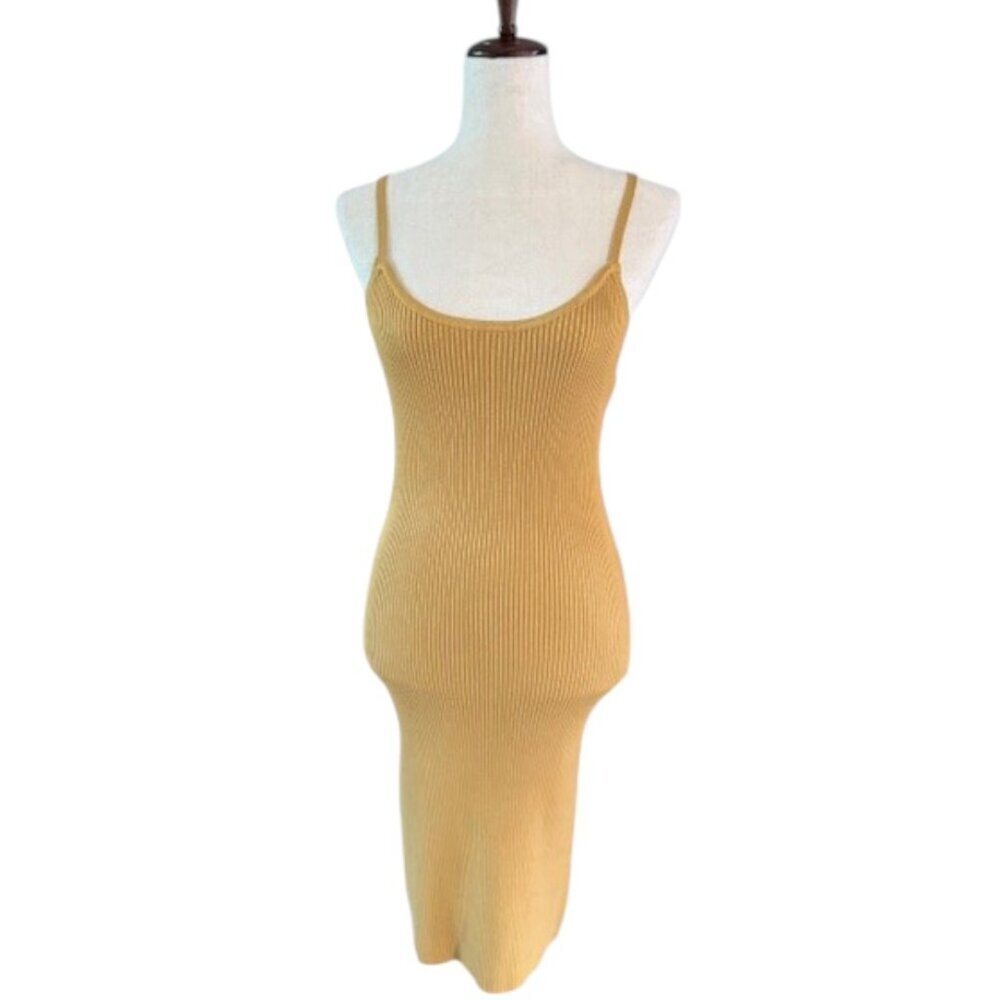 House of Harlow 1960 Bronze Mustard Ribbed Sweater Dress Cropped Shrug Med NWT - Picture 11 of 16